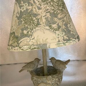 Floral Patterned Table Lamp with Bird Design